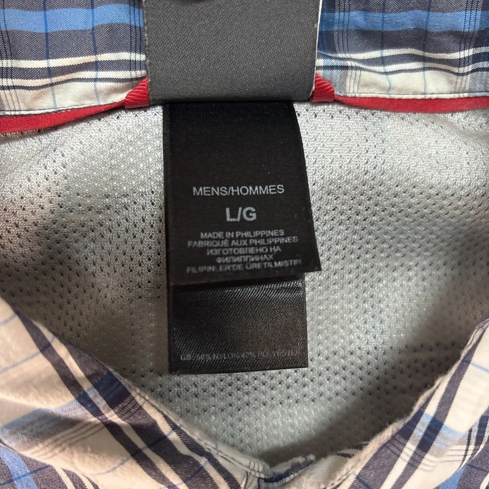 The North Face‎ Breathable Button Up Short Sleeve Shirt Blue And White- Large